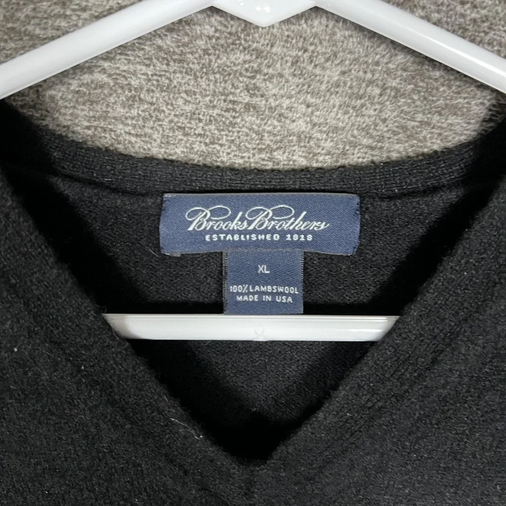 Brooks Brothers Sweater Vest Lot 2‎ Mens XL Black Gray Lambswool Made USA